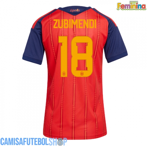 Camisa de time de futebol Espanha Martin Zubimendi #18 Replicas 1º Equipamento Feminina Mundo 2026 Manga Curta